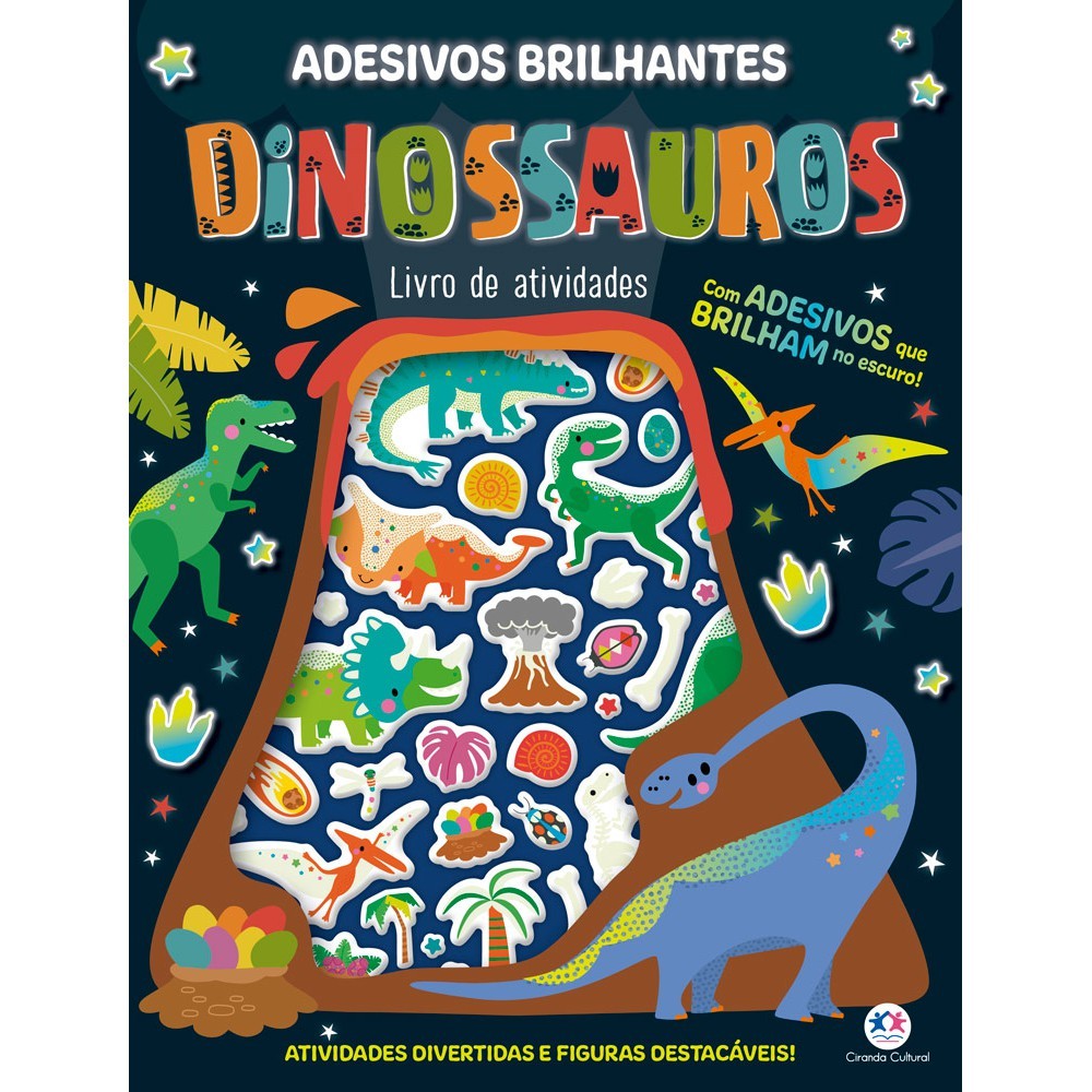 Livro Adesivos Adesivos que Brilham no Escuro Dinossauros em Oferta na Shopee