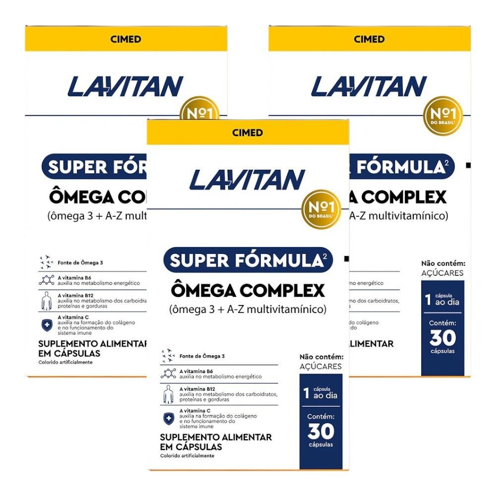 Kit Lavitan Super Fórmula Ômega Complex Com 3 Caixas De 30 Cápsulas Cada