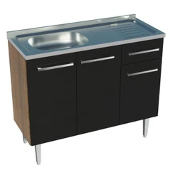 Balcão Gabinete Com Pia 3 Portas 1 Gaveta 105cm