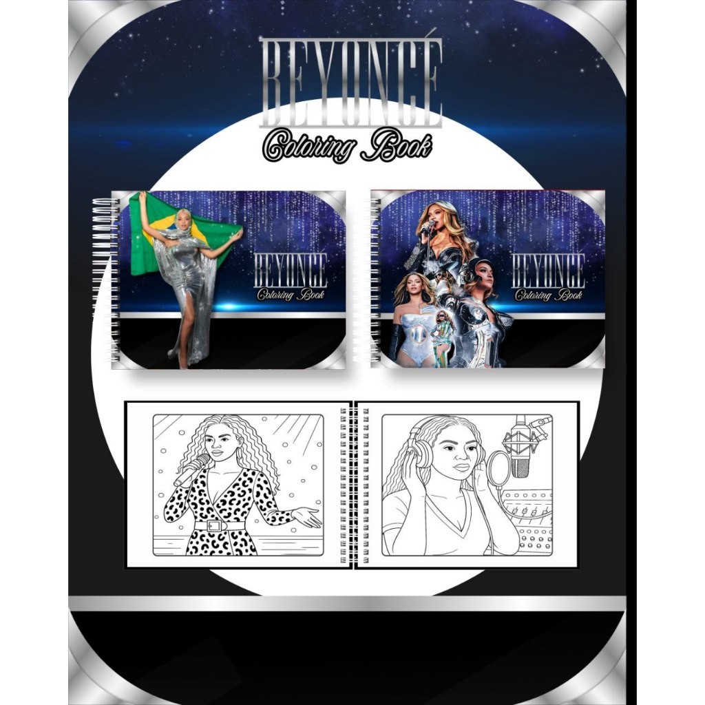Livro de colorir Beyonce. - colorindo com Beyonce, 50 folhas de 120g, Tamanho A5