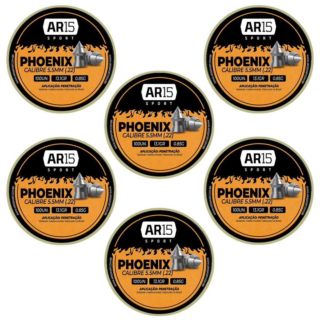 Chumbinho Carabina de Pressao 5.5mm 600un 13.1gr Phoenix em Oferta na Shopee