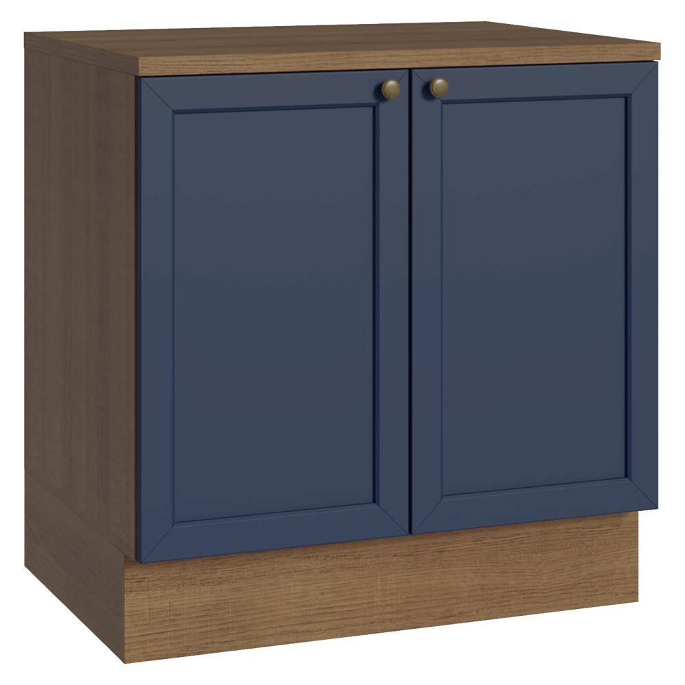 Balcão de Cozinha 80 cm 2 Portas Rustic/Azul Vik Madesa
