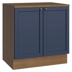 Balcão de Cozinha 80 cm 2 Portas Rustic/Azul Vik Madesa