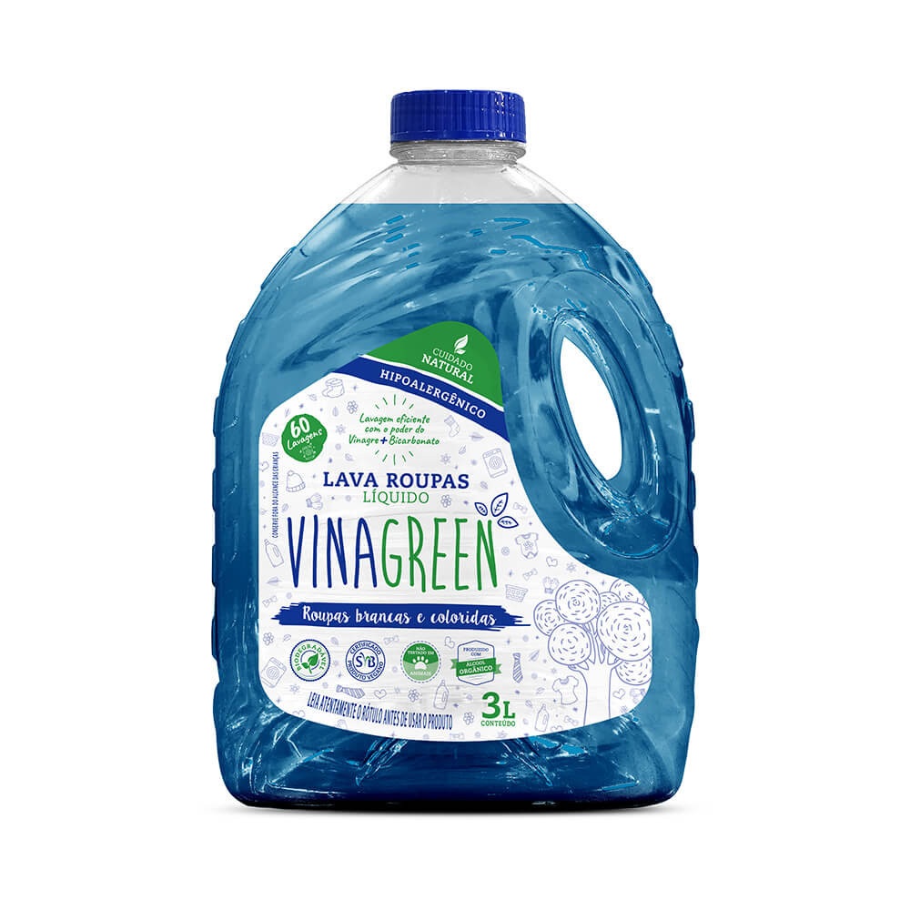 Vinagreen Lava Roupas Brancas e Coloridas 3 Litros
