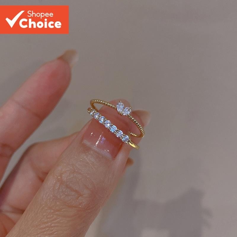 Conjunto De Anéis Abertos De Coração , 2 Peças , Joias Da Moda Estilo Coreano Para Mulheres