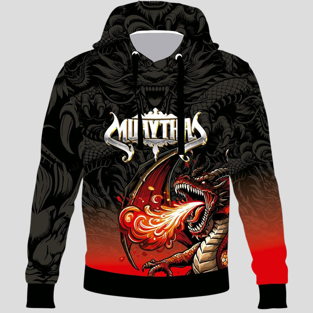 Moletom Muay Thai Blusa De Frio Agasalho Academia Luta Esporte Flanelado Jiu Jitsu Dragão