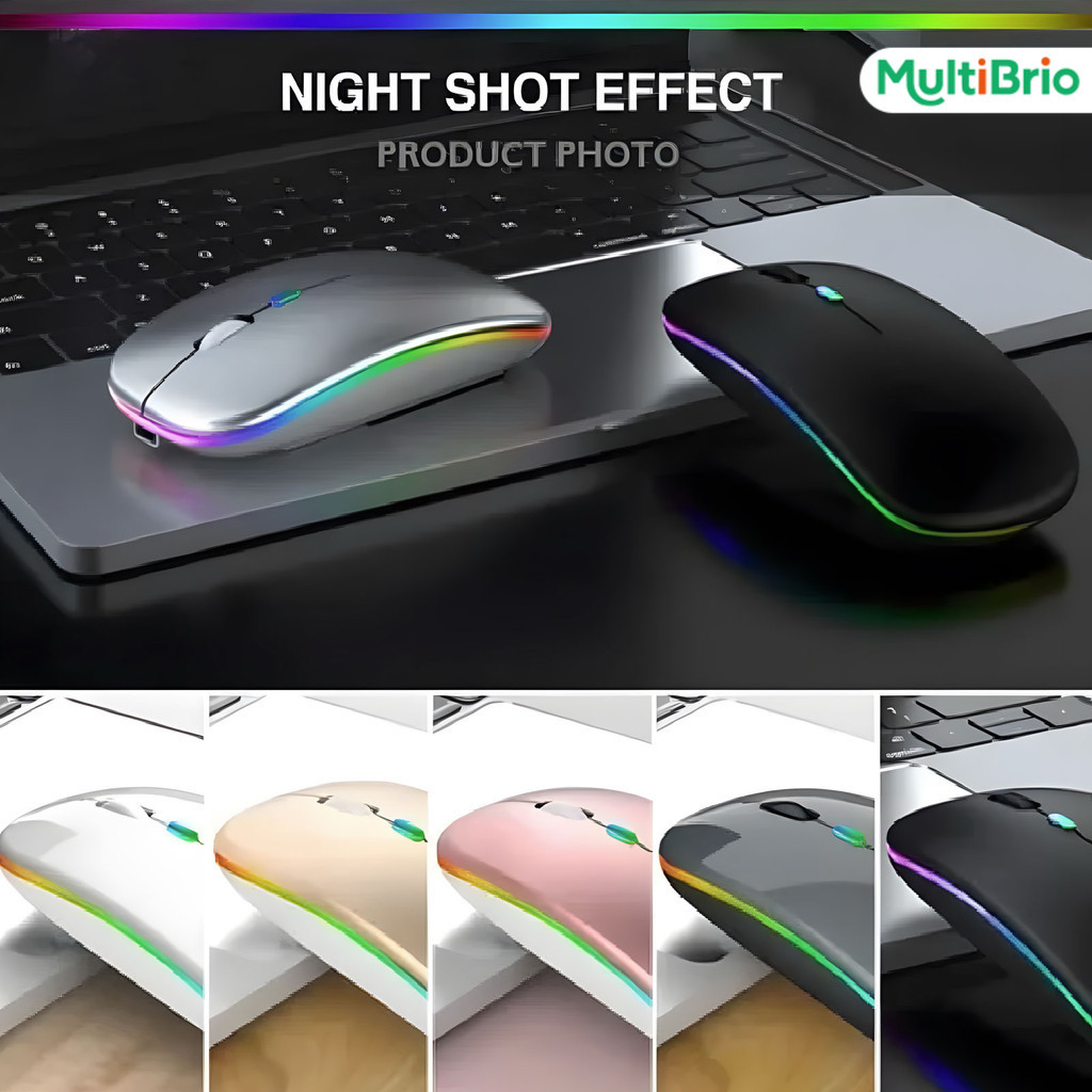 mouse Sem Fio Recarregável Led RGB Silencioso Clique 2.4 Ghz Ergonômico player home office