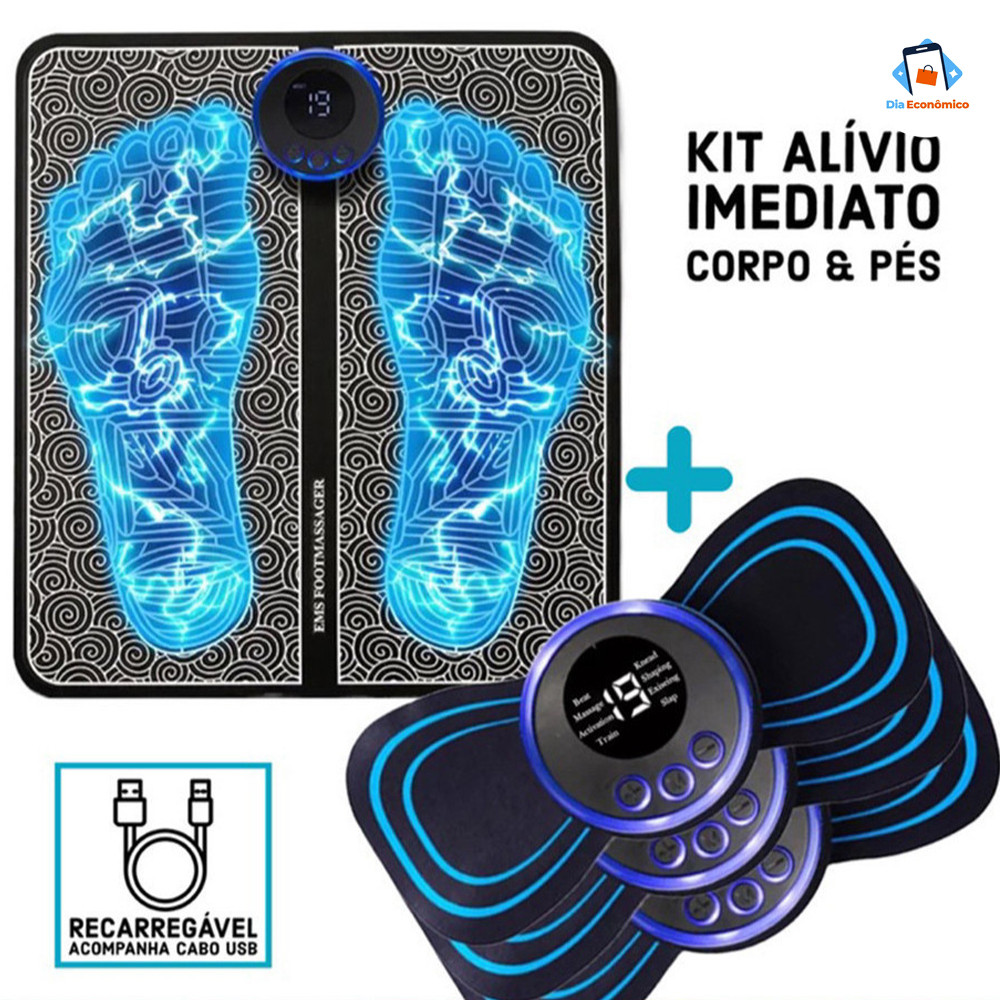 Kit Mini Massageador Elétrico Portátil Recarregável Alívio Dor Muscular Adesivo Massagem Corpo Ombro E massageador de pé