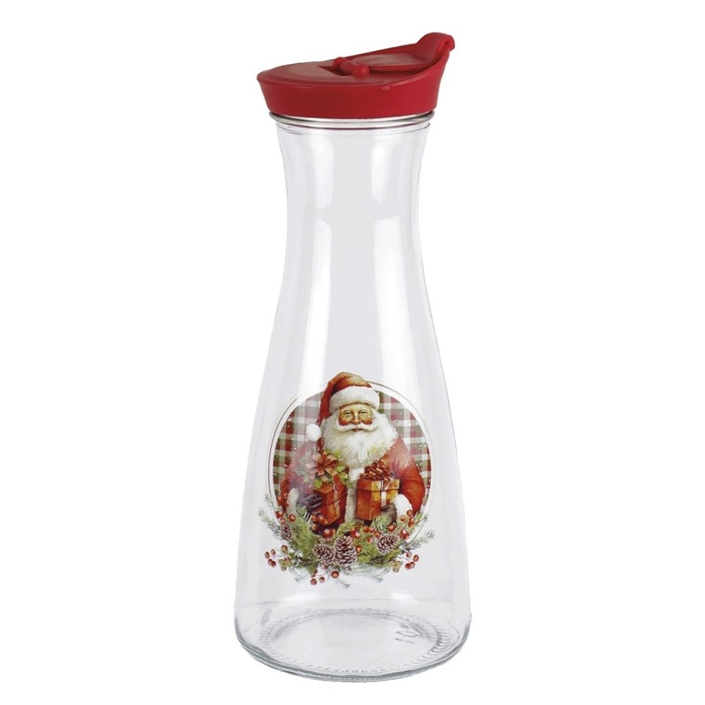 Garrafa Vidro Style Decorada Estampa Natalina Papai Noel 1 Litro - Magizi