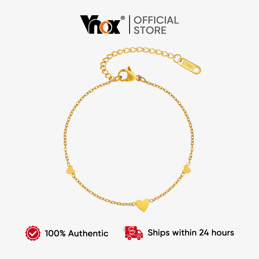Vnox Coração Acessórios Pulseira Colar 2 Peças Conjunto Para Mulheres , Ouro Aço Inoxidável Não Manchar À Prova Dwaterpr em Oferta na Shopee