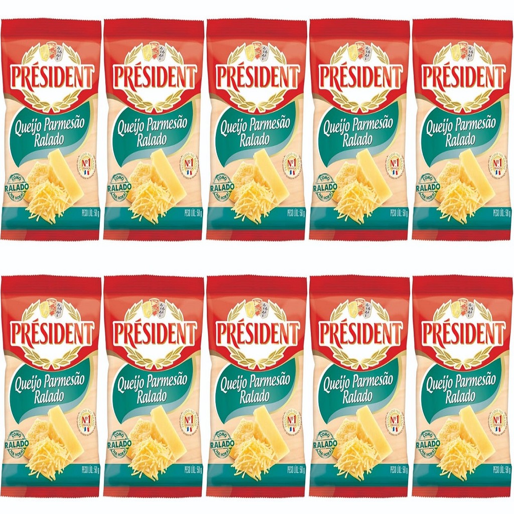 Queijo Parmessão Ralado Président 50G - 10 Unidades em Oferta na Shopee