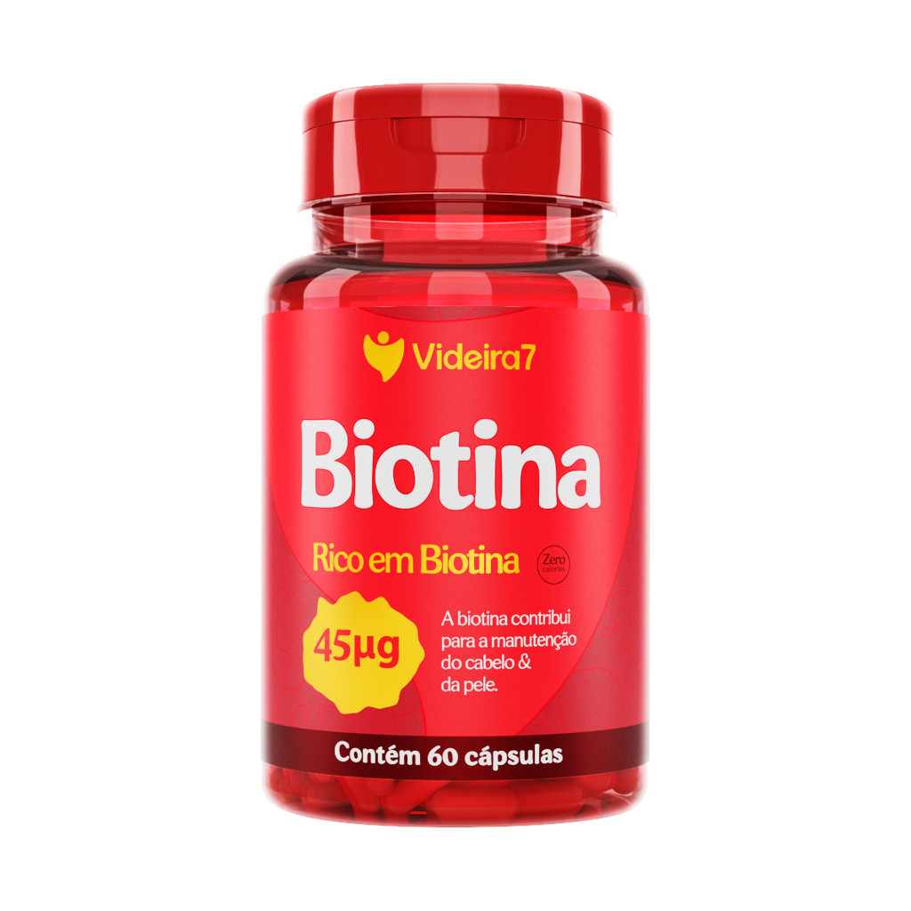 Biotina 45UG 60 Cápsulas - Cabelo Pele e Unha em Oferta na Shopee