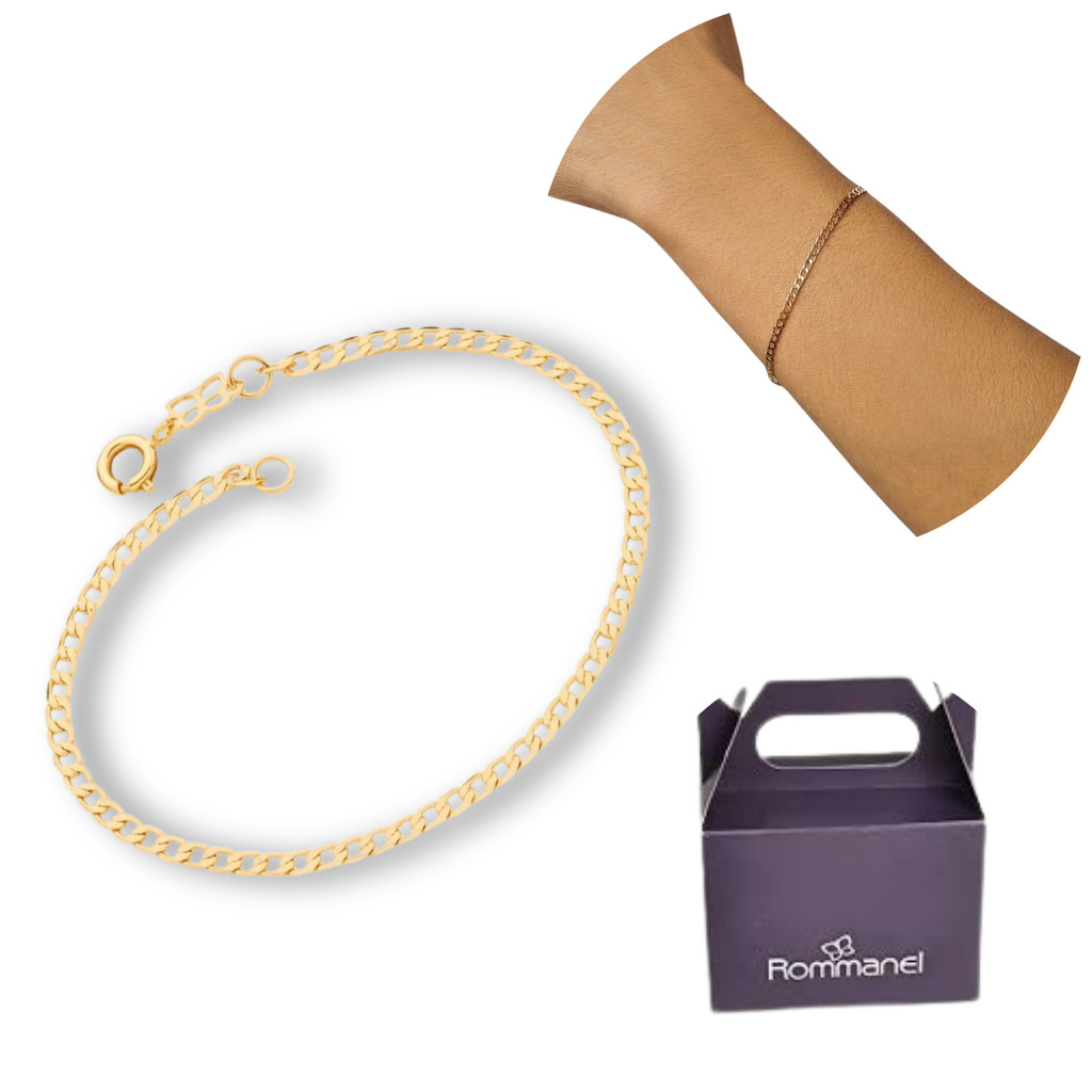 Pulseira Masculina Rommanel Folheado a Ouro Elos Diamantados 551718 em Oferta na Shopee