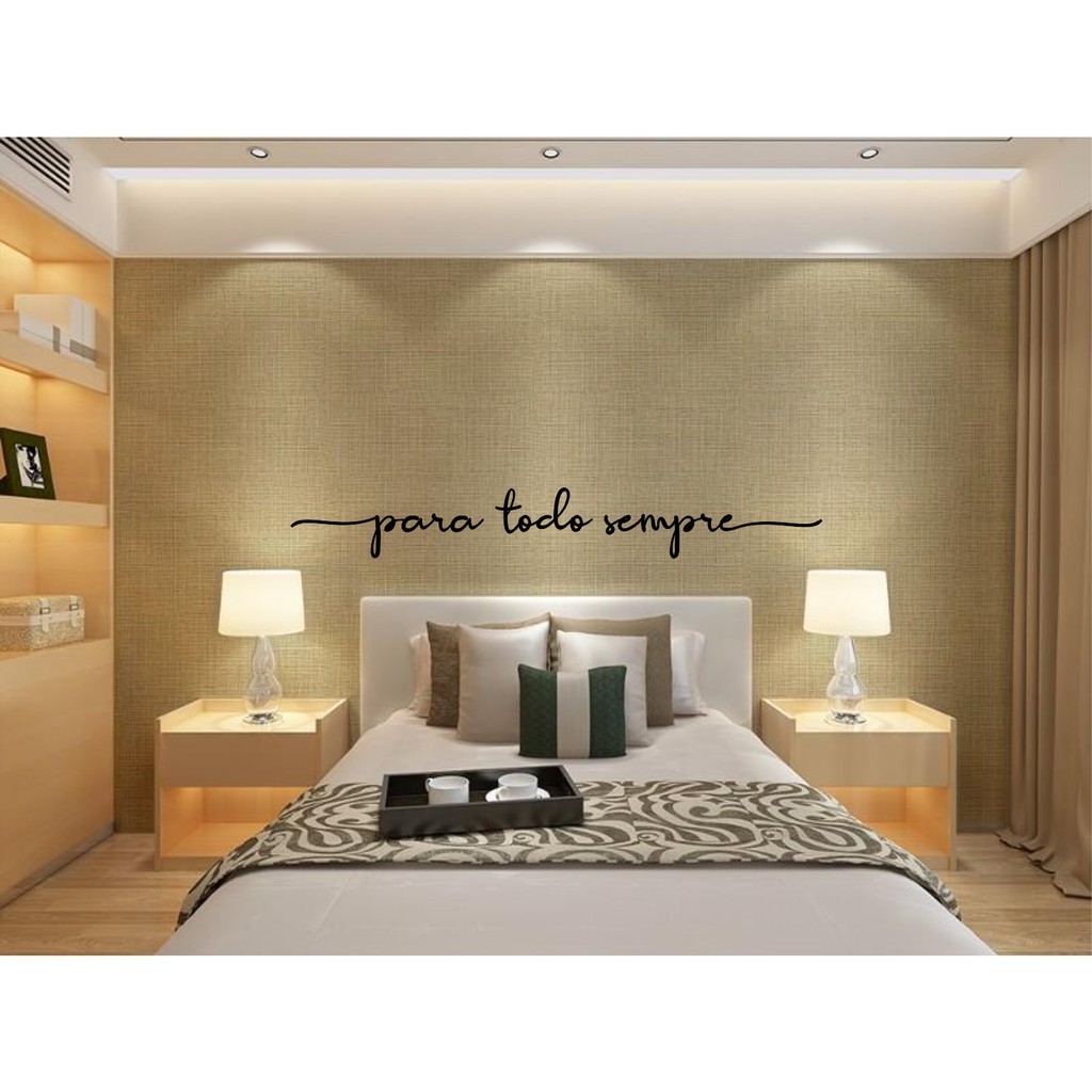 Linda Frase Decorativa para Quarto do Casal "Para Todo Sempre" em Madeira Mdf 3mm