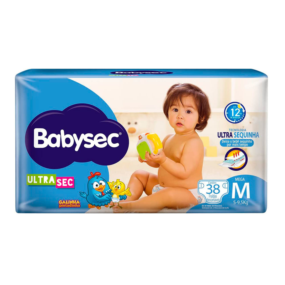 Fralda Babysec Ultrasec Tamanho M Pacote Mega 38 Unidades - Mom & Baby