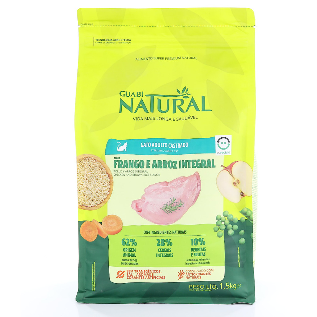 Ração Guabi Natural Gatos Castrados Frango E Arroz 7,5kg