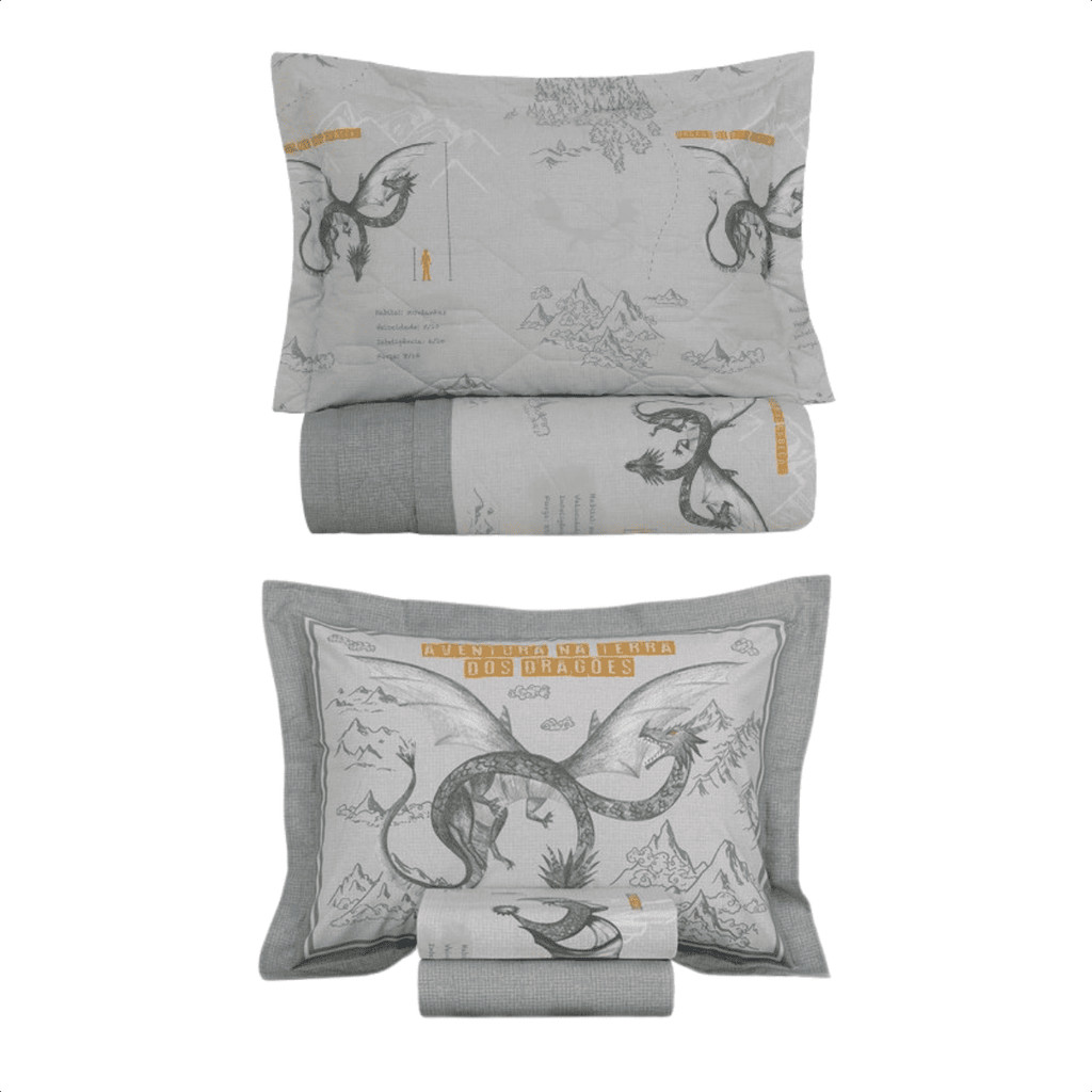 Kit Jogo Colcha + Jogo de Cama Solteiro Karsten 100% Algodão