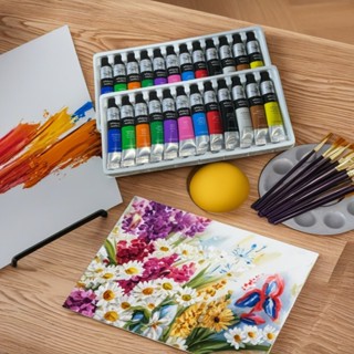 Kit 12 Cores Tinta Acrílica/Oleo/Aquarela/Gouache-Para Pintura Profissional e Hobby em Oferta na Shopee