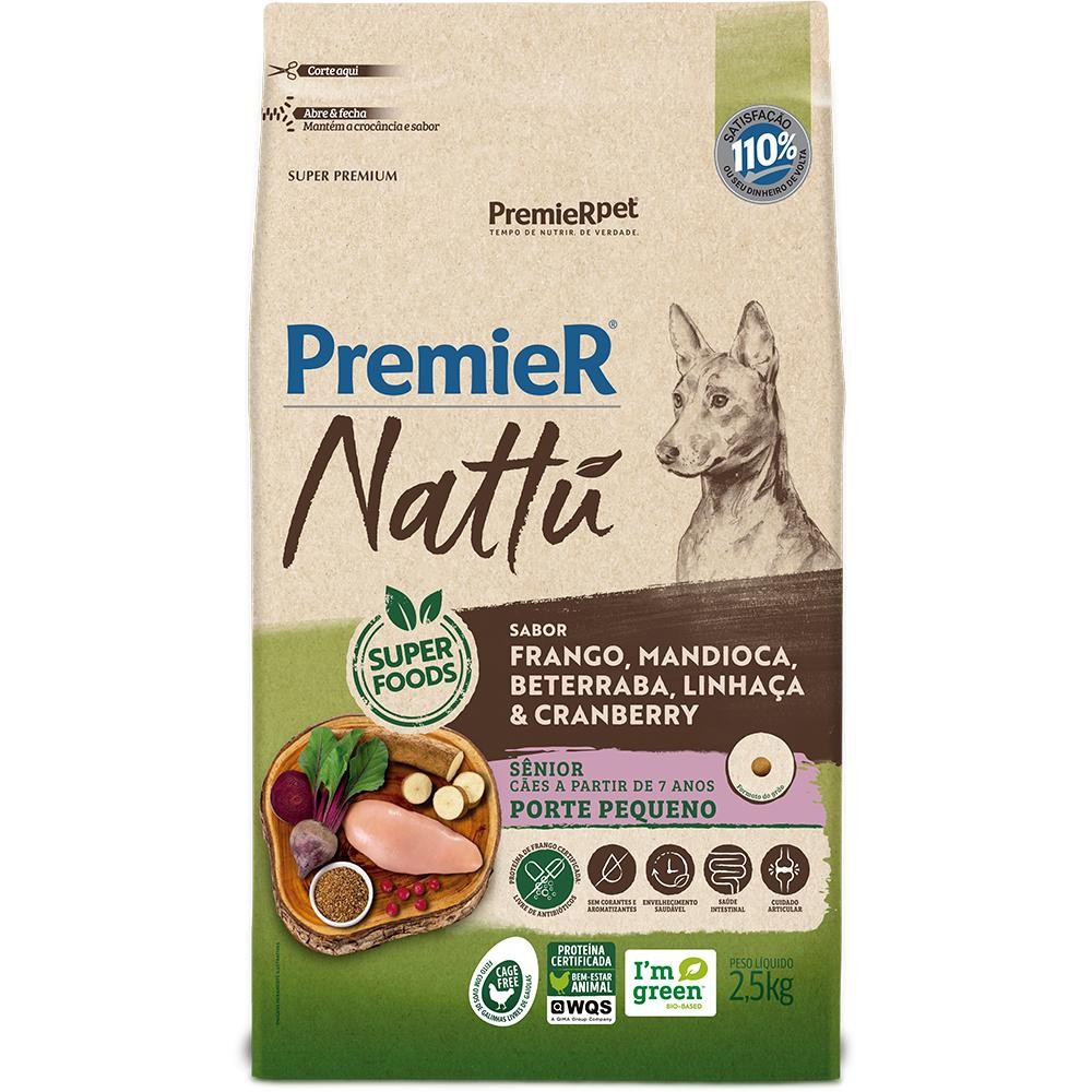 Ração PremieR Nattú Frango/Mandioca Cães Sênior Porte Peq 2,5kg em Oferta na Shopee