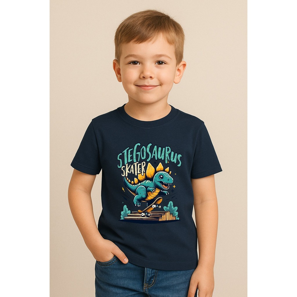 Camisa Infantil Dinossauro Skatista Blusa De Criança Estampada Divertida Algodão Desenho