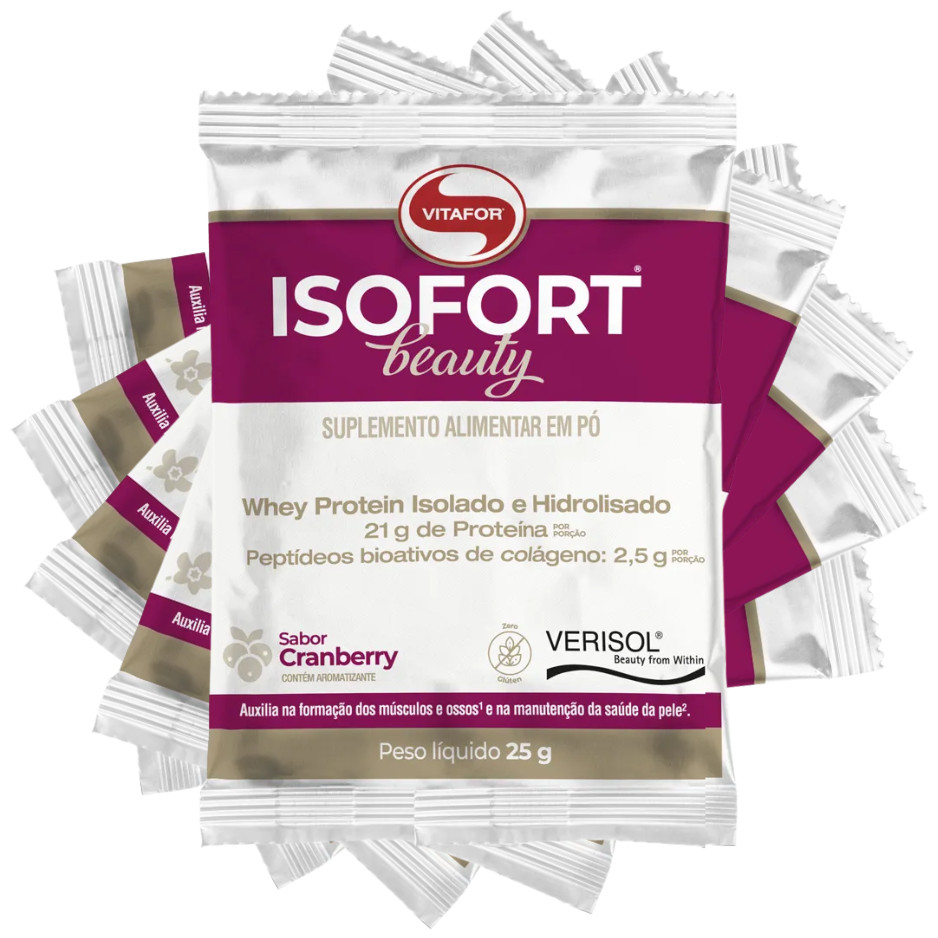 WHEY PROTEIN ISOLADO (WPI) ISOFORT BEAUTY VITAFOR KIT 5 SACHES CRANBERRY