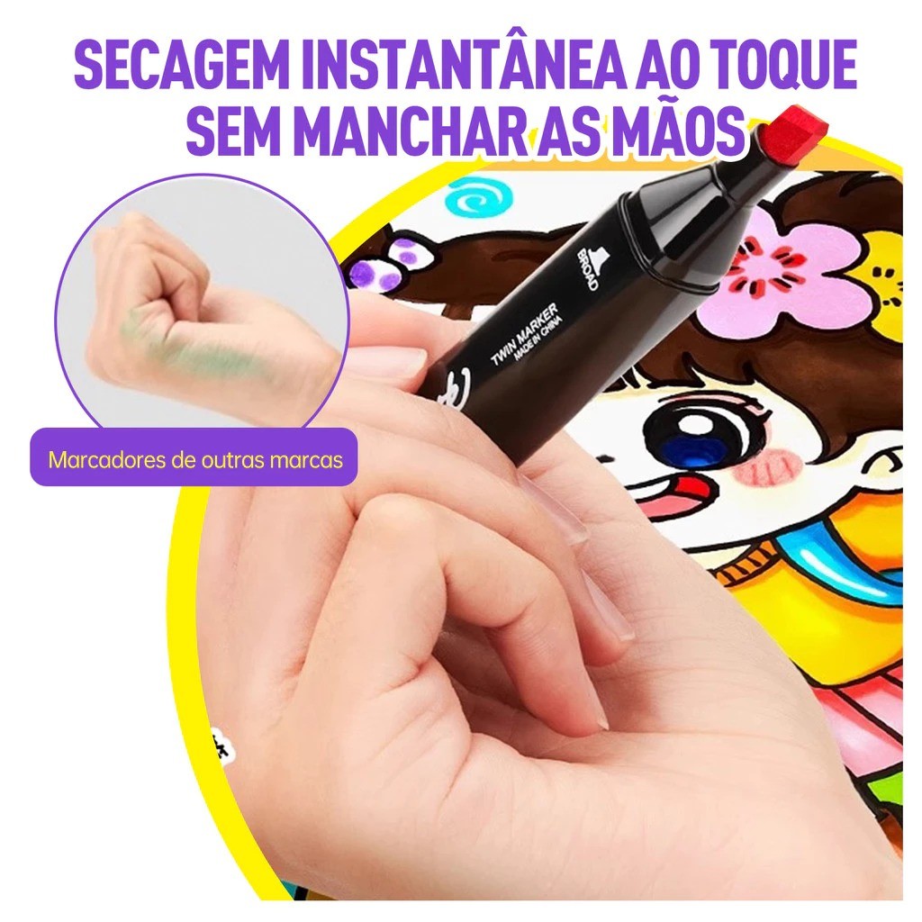 24/30/36/48/60/80/100 Cores Caneta Marcadora De Cabeça Dupla Oleosa Montagem Artística Para Estudantes Material Escolar