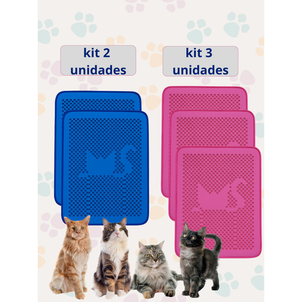 Tapete Higiênico Para Gatos De Fácil Limpeza  Anti Sujeira Limpa Patas Coletor De Areia Dupla Camada Em Três Cores