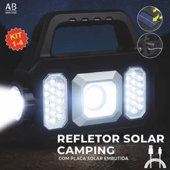 Lanterna Solar Portátil Led Camping com Powerbank 1K Lúmens de Alta Potência USB Bivolt