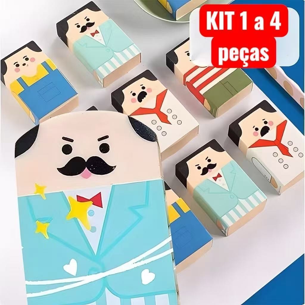 Kit Borracha Carequinha Desenho Personagem - Apagando os Erros e Perdendo os Cabelos em Oferta na Shopee