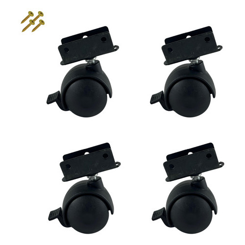 Kit 4 Rodízio Rodinha Preta Trava Chapa U 15mm Berço Móveis Preto em Oferta na Shopee