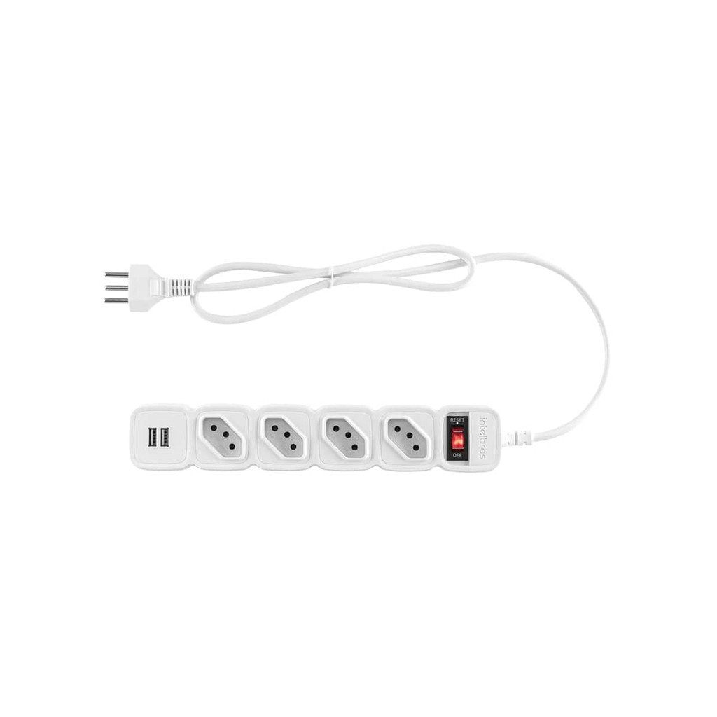 Protetor Eletrônico c/ 4 Tomadas e 2 USB Intelbras EPE 204 USB BR em Oferta na Shopee