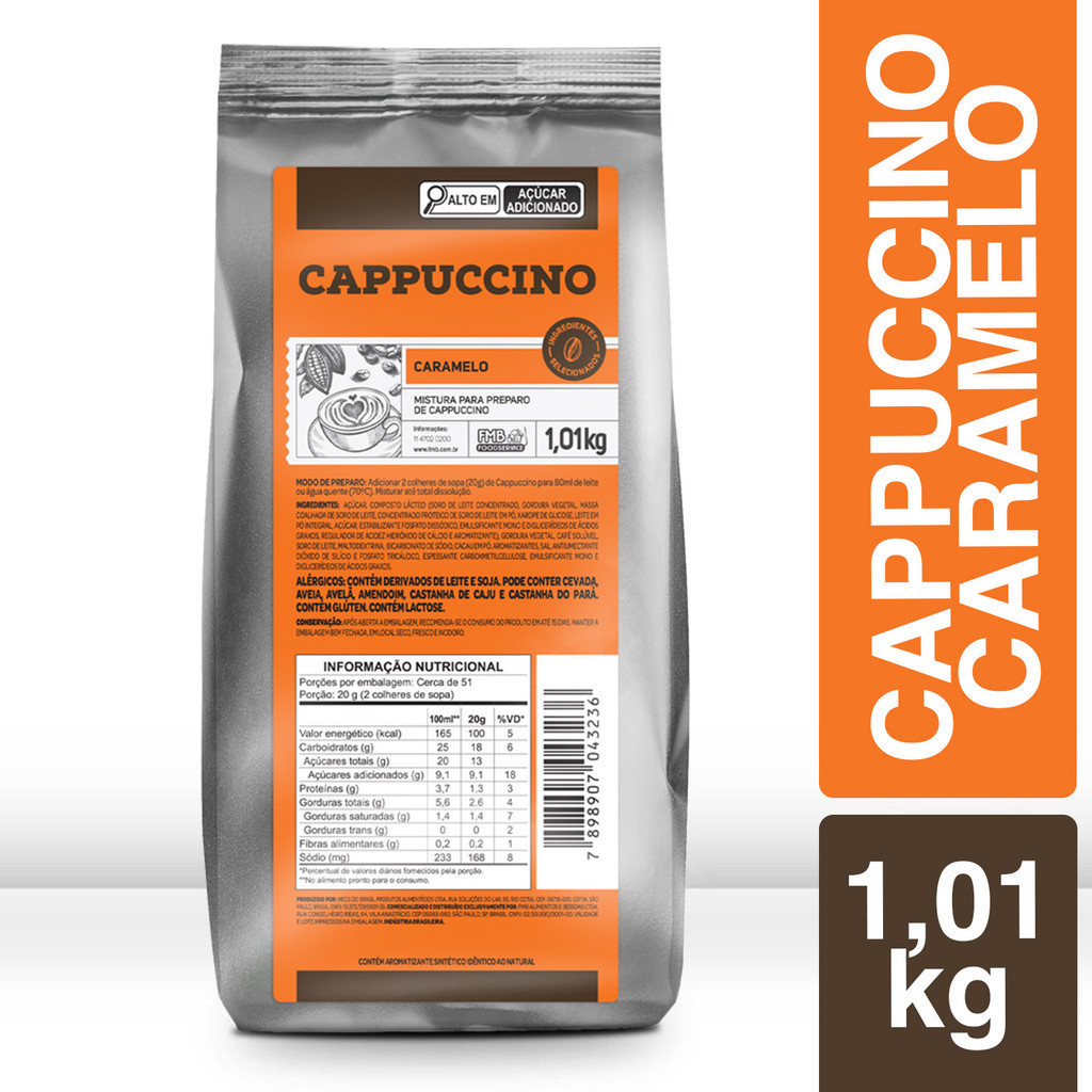 Cappuccino Cremoso Sabor Caramelo Preparo Instantâneo Sem Canela FMB 1 Kg em Oferta na Shopee