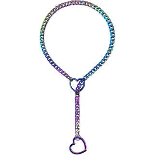 Colar de corrente deslizante para mulheres, Anel-O de Coração Negro, Jóias de Colar Longo Cubano, Colar em Y Lariat
