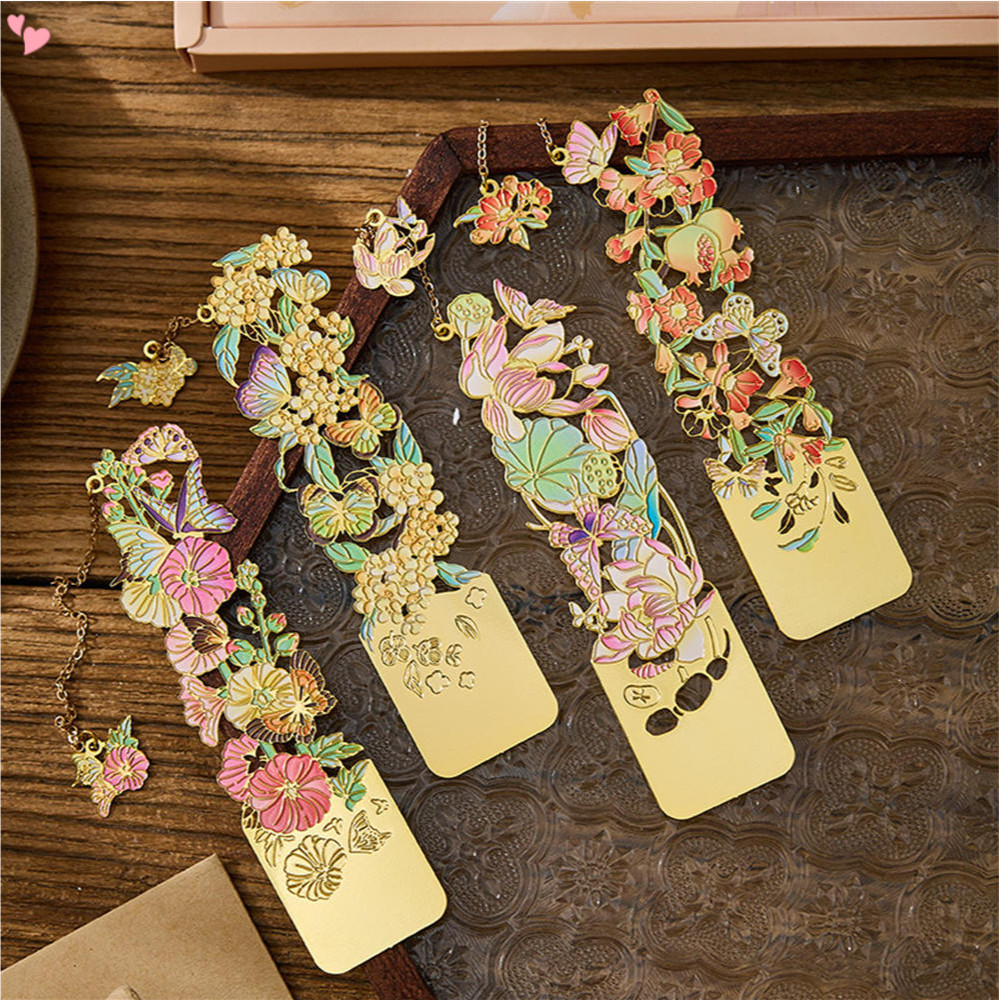 Pintura Floral Retro Bookmark Metal Flor Oca Bronzeamento Clip De Leitura Estudantil Para Leitores Escritores Amantes De Livros em Oferta na Shopee