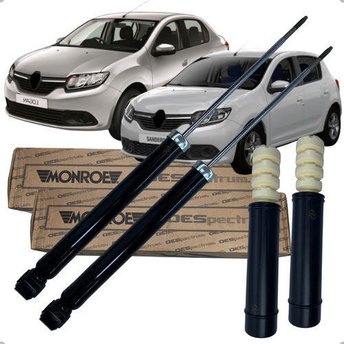 Par Amortecedor Traseiro Original Monroe + Kits Sandero Logan Sandero 1.0 1.6 2014 a 2019 em Oferta na Shopee