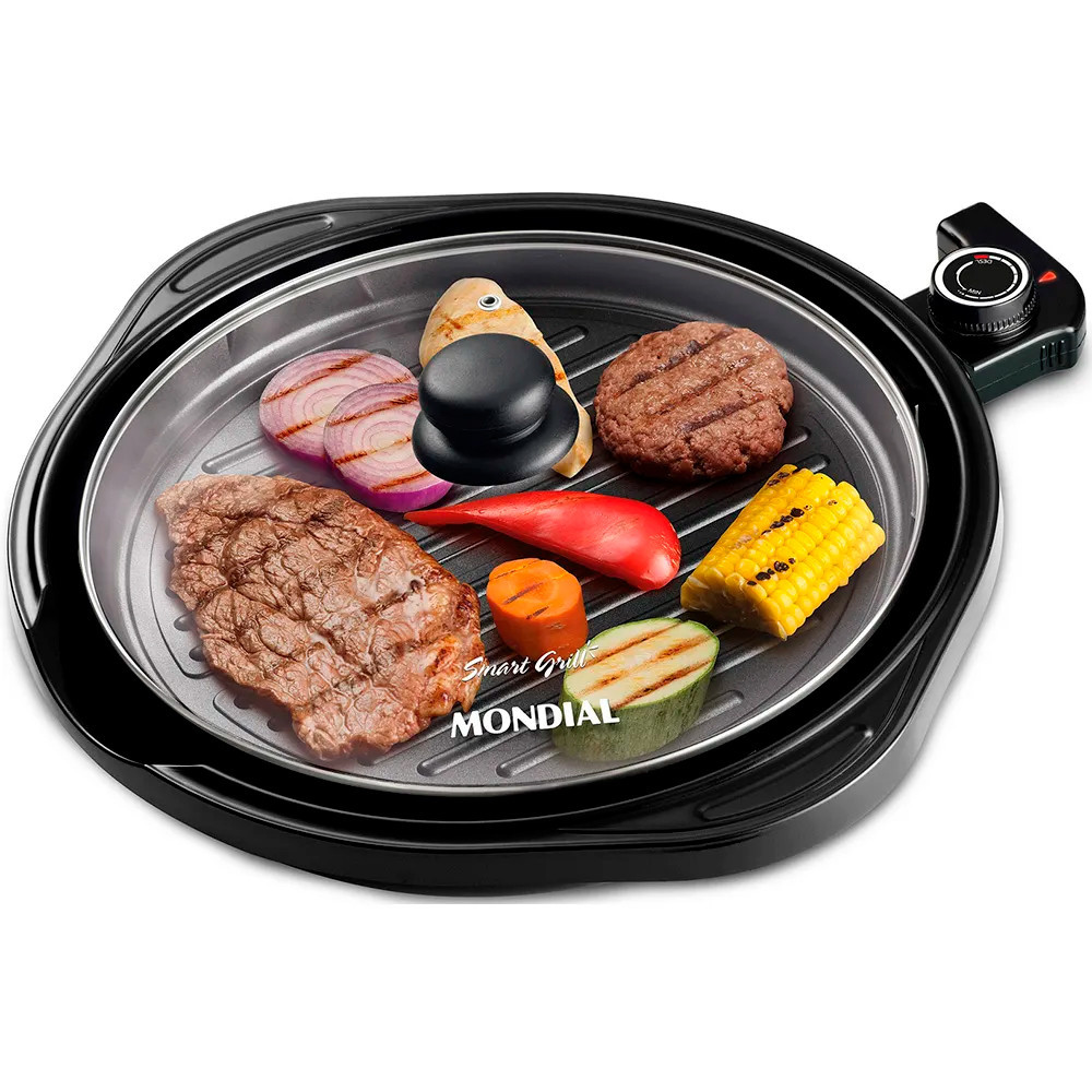 Grill Redondo, Smart Grill 30cm, Mondial G-04, 127V, 1200W - PRETO