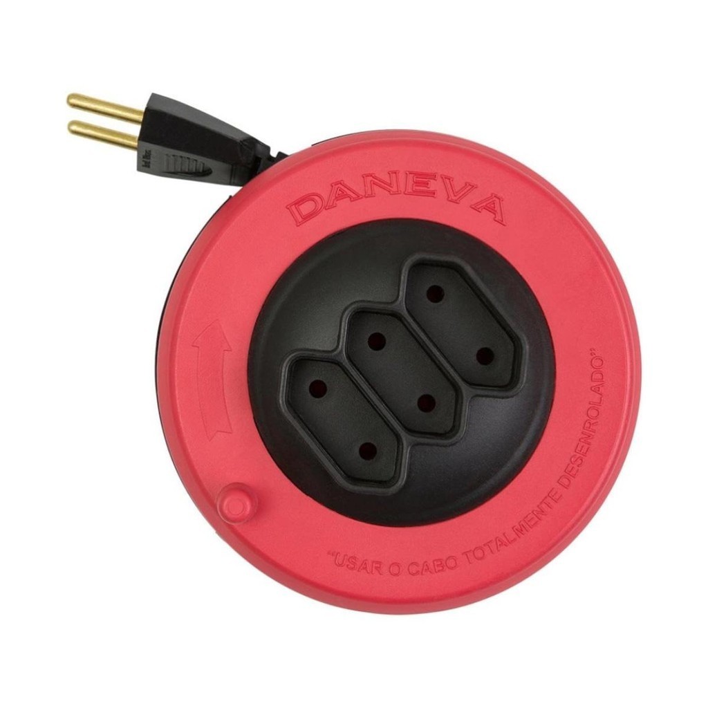 Extensão Legrand Pop Spin com 3 tomadas - 3 Metros - 10A - 2P - Preto e Vermelho - DN1496 em Oferta na Shopee
