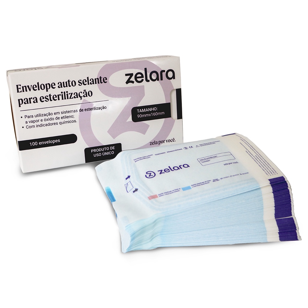 Papel Grau Cirúrgico Envelope Auto Selante 9x16cm Zelara 100 unidades