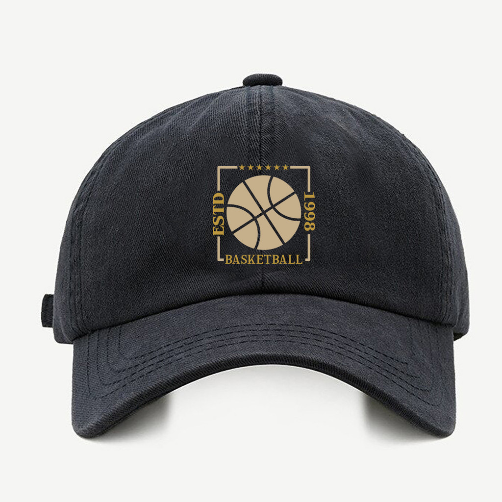 Bone baseball masculino preto Estd basketball 1988Com regualgem cores bege e branco