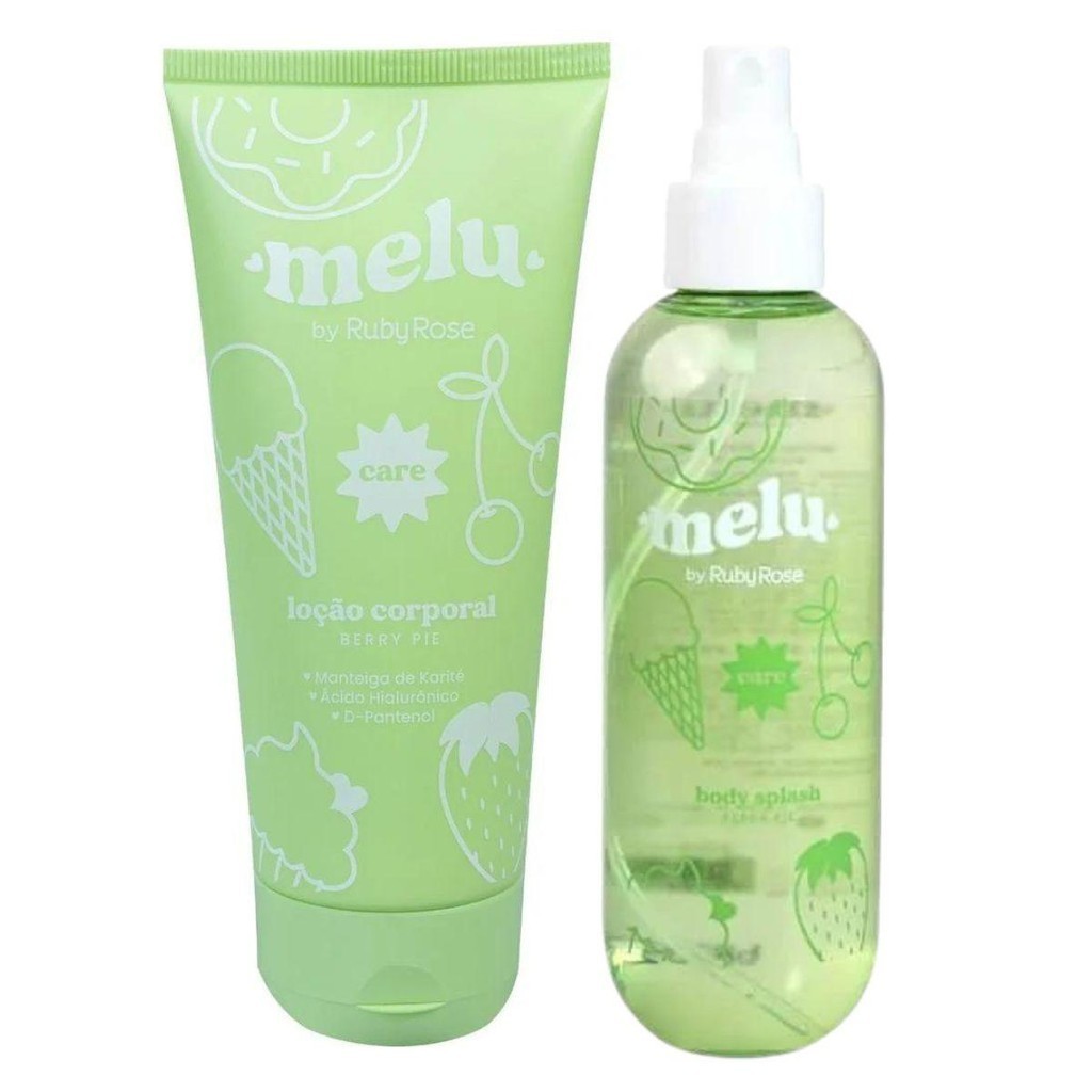 LOÇÃO CORPORAL + BODY SPLASH MELU BY RUBY ROSE CARE BERRY PIE 200ML