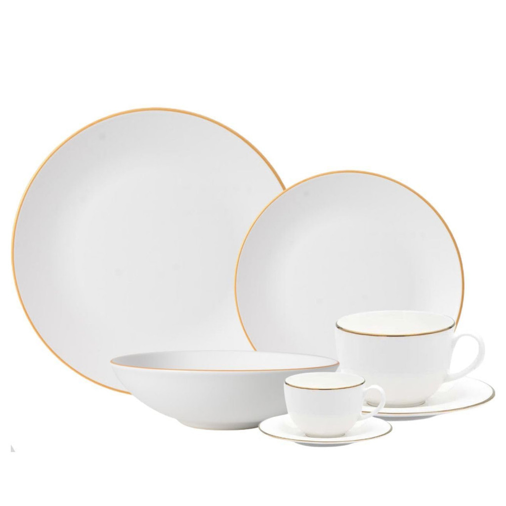 Aparelho Jogo De Jantar Porcelana Completo 42 Peças Borda Dourada Legacy Gold em Oferta na Shopee