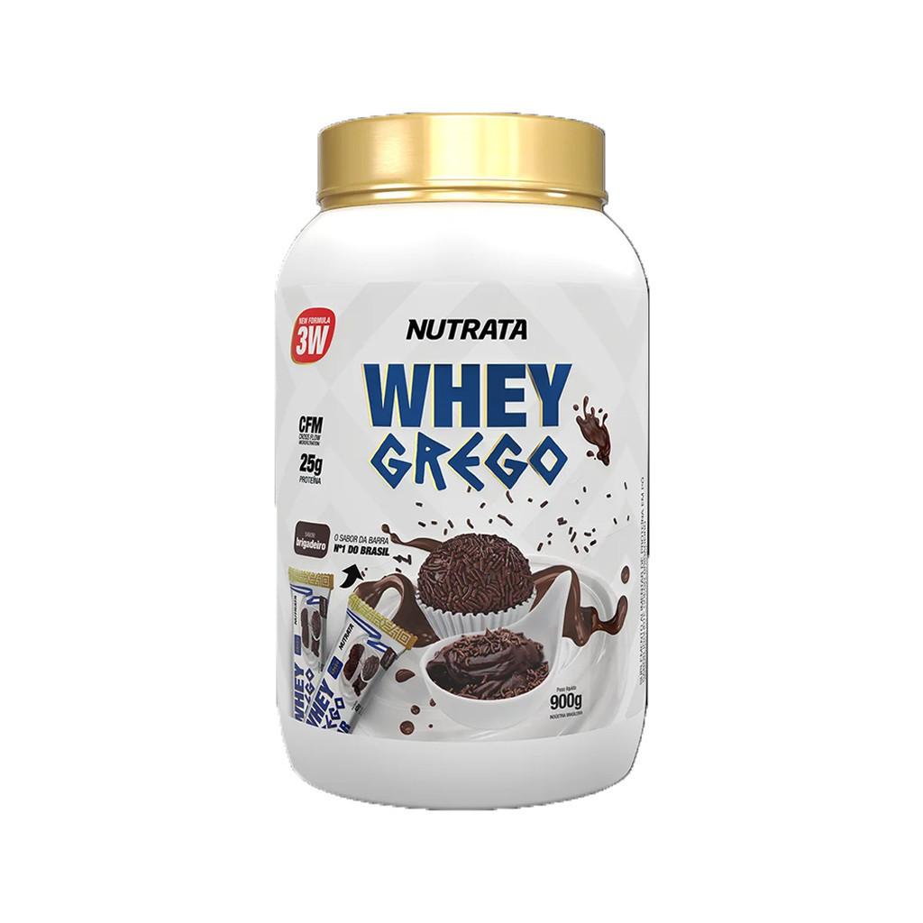 Whey Protein 3W Grego Sabor Brigadeiro Pote 900g Nutrata