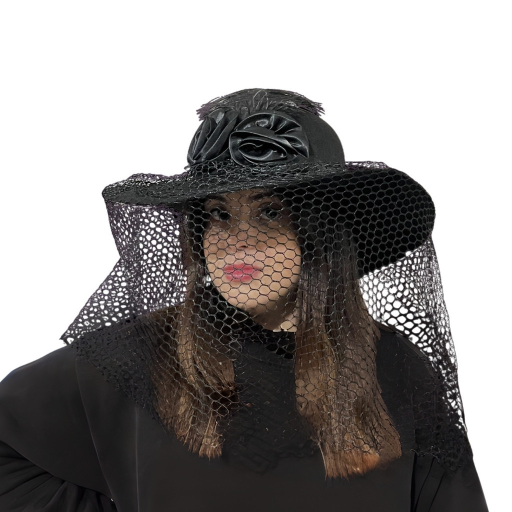 Chapéu de Viúva Preto para Fantasias