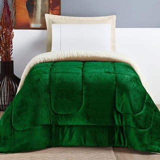 Coberdrom Apollo Solteiro Sherpa Manta Flannel Toque Lã De Carneiro 1 Peça - Verde Esmeralda em Oferta na Shopee
