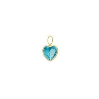 Pingente zircônia de coração 6mm Azul tifanny ouro 18k