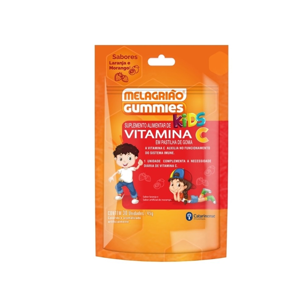 Melagriao Gummies Kids Sabor Laranja e Morango 30 Unidades em Oferta na Shopee