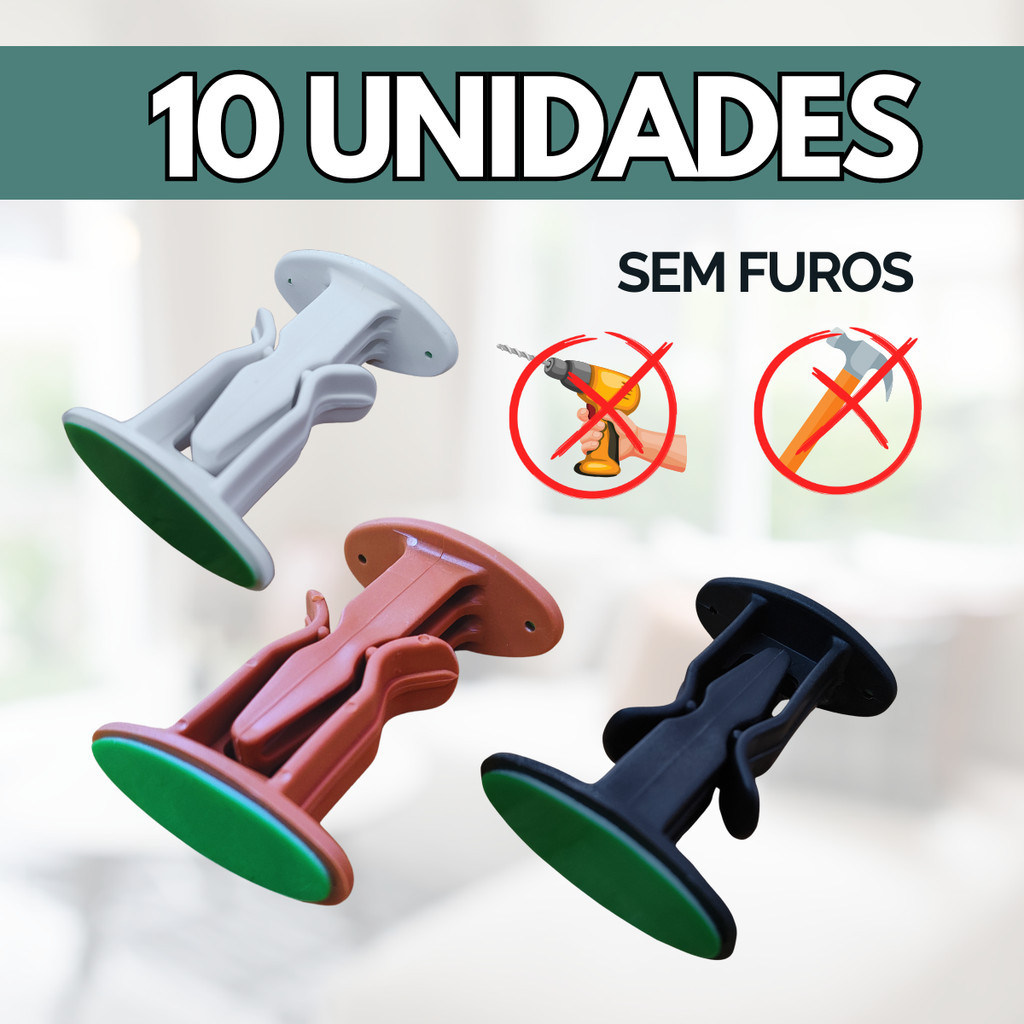 Trava Porta Prendedor Fixador Adesivo Prático Parede Rodapé Janela - Escolha Seu Kit