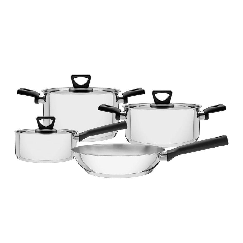 Jogo De Panelas Tramontina Brava Baquelite Em Aço Inox Com Fundo Triplo Preto 4 Peças em Oferta na Shopee