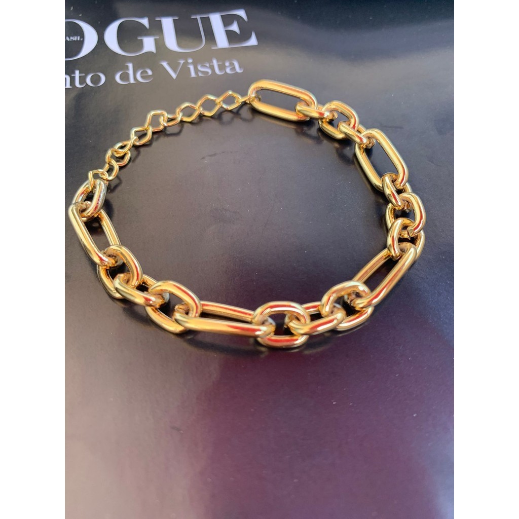 Pulseiras Semi joia Verniz italiano modelo Fígaro Maxi Unissex pulseira masculina