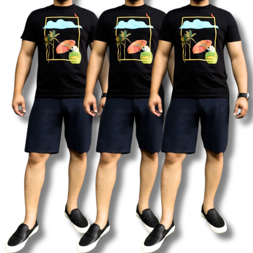 Kit 3 Bermudas Masculina Azul Marinho de Brim Sarja Esporte Fino Alfaiataria Social - Menor Preço - Qualidade Padrão Sho